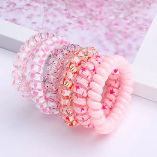 6 Pçs Doce Cor Cabo De Telefone Corda De Cabelo Nova Tendência Vigorosa Meninas Rabo De Cavalo Laços Fixos
