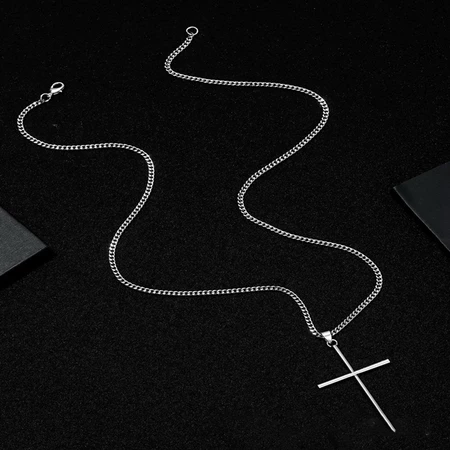 Colar Minimalista Com Pingente De Cruz , Joia Elegante Masculina , Presente Em Qualquer Ocasião