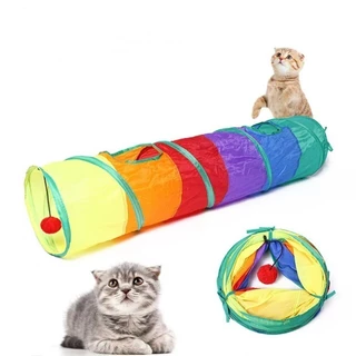 Túnel para gatos, túnel dobrável para animais de estimação, túnel arco-íris de brinquedo para animais de estimação, túne