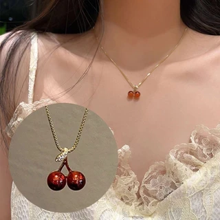 Versão coreana colar de cereja vermelha ins nicho Design colar estilo coreano de alto valor namorada jóias camisola cola