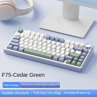 Teclado Mecânico Sem Fio AULA F75 , Gamer Personalizado Hot-Swap 75 % Layout , Estrutura De Junta De Perfil OEM Cedro-Ve