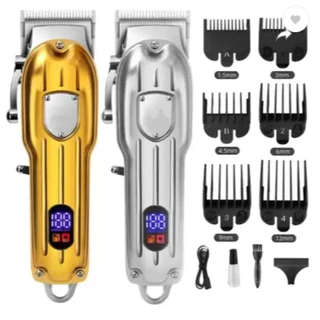 Máquina De Cortar Cabelo De Metal Elétrica Recarregável fader Cabeça Óleo Profissional Tesoura Display Digital Salão De