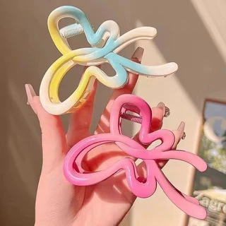 Novo estilo gradiente cor High-End sentimento arco grande garra clipe dopamina grampo de cabelo feminino cabeça traseira