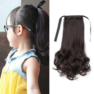 38cm Peruca De Rabo De Cavalo Infantil Curto Encaracolado Grampo De Cabelo Em Extensões Resistente Ao Calor Sintético Co