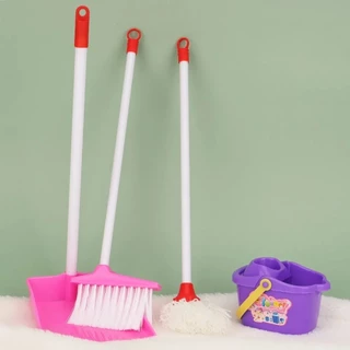 4 Pçs Simulação Crianças Kit De Limpeza Vassoura Escova Esfregar Fingir Jogar Ferramentas Role Play Varrendo Conjunto