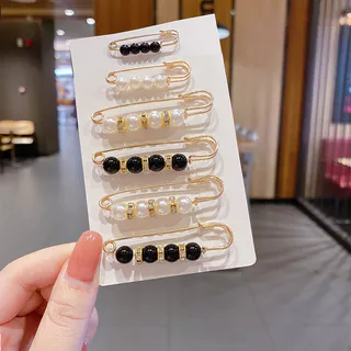 6 pçs cintura pérola Anti-reflexo broche feminino colar fixo para pequeno aperto fivela pino acessórios