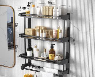 1Pc Punch-Livre Rack De Armazenamento De Toalete Banheiro Toalheiro Varanda Torre De Aço Inoxidável Parede