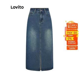 Outono Novo Retro Azul Cintura Alta Denim Saia Para Mulher A Linha Divisão Versátil Casual Tubo Reto De Comprimento Médi