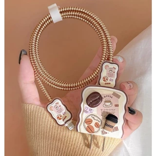 Conjunto De Acessórios De Carregador PD E Protetor De Cabo De silicone Bonito Dos Desenhos Animados 18/20W
