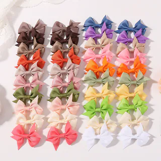 40 Pçs/Set Bonito Fita Sólida Bowknot Grampos De Cabelo Para Meninas Arcos Artesanais Acessórios