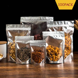 Folha De Alumínio Reutilizável Zip Lock Levante-Se Bolsas De Alimentos Sacos Frente Clara Para Entalhe De Rasgo Pacote D