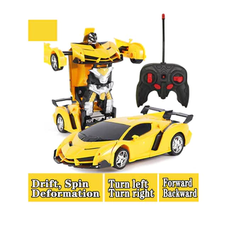 Carro de deformação de controle remoto de um botão RC modelo de carro de corrida em movimento carro de polícia crianças