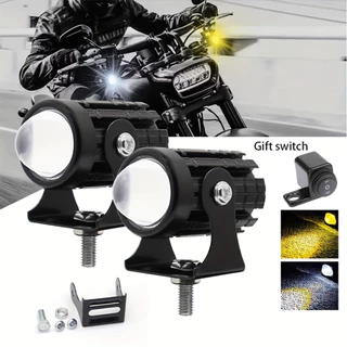 Luzes auxiliares Led para motocicletas e caminhões - Mini luzes de corrida de duas cores, 500-800 lúmens, conexão rígida