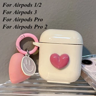 Capa Para AirPods Pro 2 3 1 Caixa De Carregamento De Fone De Ouvido Feita De TPU Macio Rosa Coração/Padrão Smiley Bonito