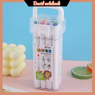 Estoque Pronto ! 12 Cores/Conjunto Caneta Marcador De Cabeça Dupla Álcool Tinta Líquida Pincel Papelaria Material Escola