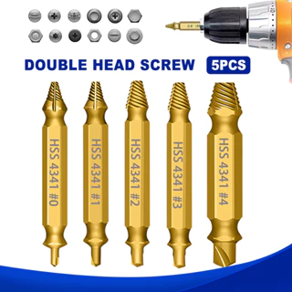 5pc extrator de aço de alta velocidade parafuso de duas cabeças ferramenta de remoção de rosca deslizante S2 chave de fe