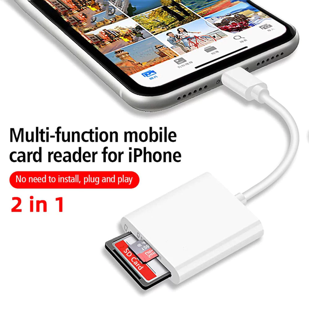 Adaptador De Cartão De Memória SD TF 2 Em 1 Para apple 14 13 12 11 8 Pinos Leitor Conversor De Dados