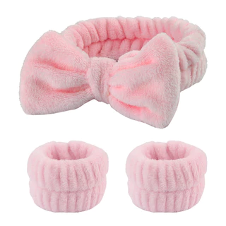 Cor sólida arco rosto lavagem bandana pulseira rosto lavagem Spa pulseira Spa absorver água suor absorvente Coral velo à