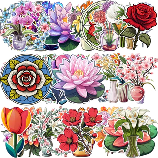 55 Peças De Adesivos De Flores Exclusivos , Vinil De Estética Bonita À Prova D