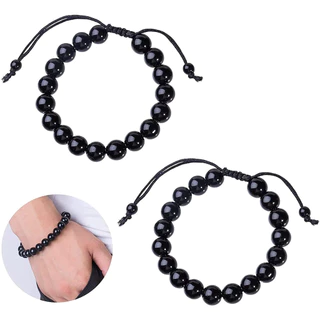 Pulseira de Fitness de obsidiana masculina transfronteiriça de venda quente pulseira de cristal pulseira de contas tranç