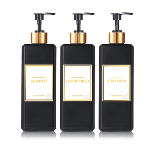 Conjunto de 3 peças de garrafa quadrada Freesia + etiqueta pequena dourada
