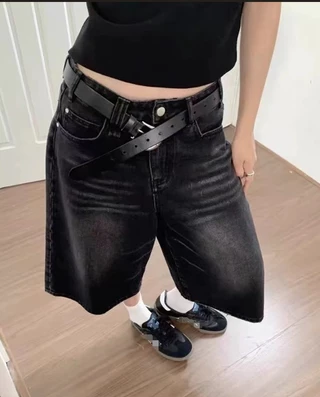 JEANS De Médio-Shorts Cintura Média Estilo Fashion