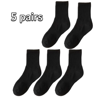 5 pares de meias de cor sólida de algodão masculino feminino meias esportivas meias de corrida