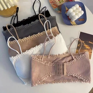 Mulheres Sem Costura Sutiã Branco Sexy Renda Tubo Topos Preto Uma Palavra Yoga Esportes Regata Bela Volta Algodão Verão em Oferta na Shopee