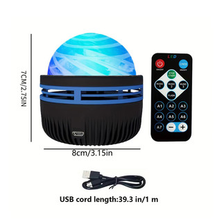 Projetor LED RGB com efeito aurora polar, sete cores, lanterna ambiente para sala ou cabeceira. — foto 6 — Achou Levou Brasil