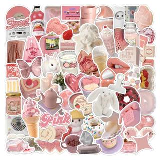 70 Peças De Adesivos Criativos Exclusivos De Doodle Rosa , De Vinil De Desenho Animado De Estética Bonita E Legal À Prov