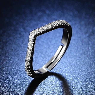 Anel De Diamante Moissanite De Simulação Em Forma De V Pode Ser Empilhado Para Usar Uma Fileira De Anéis Simples Cauda D