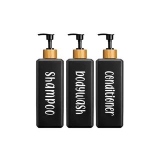 Conjunto de 3 peças 500 frascos quadrados Shampoo condicionador dispensador de lavagem corporal