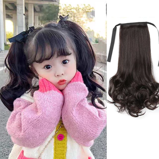 (Conjunto De 2 Peças) Peruca Infantil Curta Encaracolada Grampos De Cabelo Extensões Acessórios Para