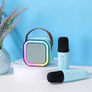 K12 Mini Karaokê Alto-falante de áudio sem fio Bluetooth Microfone portátil para casa KTV Microfone duplo