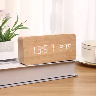 Relógio De Madeira Multifuncional Criativo Controlado Por Voz Para Decoração De Casa , Simples , Presente Estudantes , E