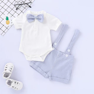 Conjunto Formal Para Bebê Recém-Nascido , 2 Peças , 0-24 Meses , Manga Curta , Gravata Borboleta Com Moda Geral , De Bat
