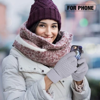 Luvas de tela sensível ao toque feminino inverno bonito estudante equitação quente à prova de frio versão coreana forro