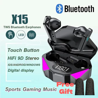 Original X15 TWS Sem Fio Bluetooth Fone De Ouvido Estéreo Display LED Jogos Redução Ruído Alta Fidelidade Baixo Com Micr