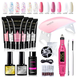 Limegirl 9 Peças/Conjunto De Gel Poli Para Unhas Com Lâmpada UV Kit De Extensão De Broca De