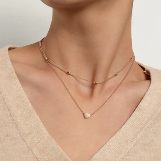 2 Pçs Conjunto Simples Moda Dupla Camada Coração Colar Para Mulheres Elegante Ouro Amor Jóias Acessórios