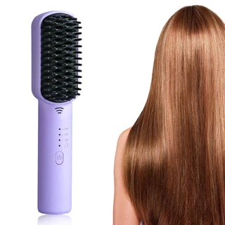 Pente de alisamento de cabelo recarregável de íon negativo não machuca o cabelo portátil USB Mini pente de alisamento de