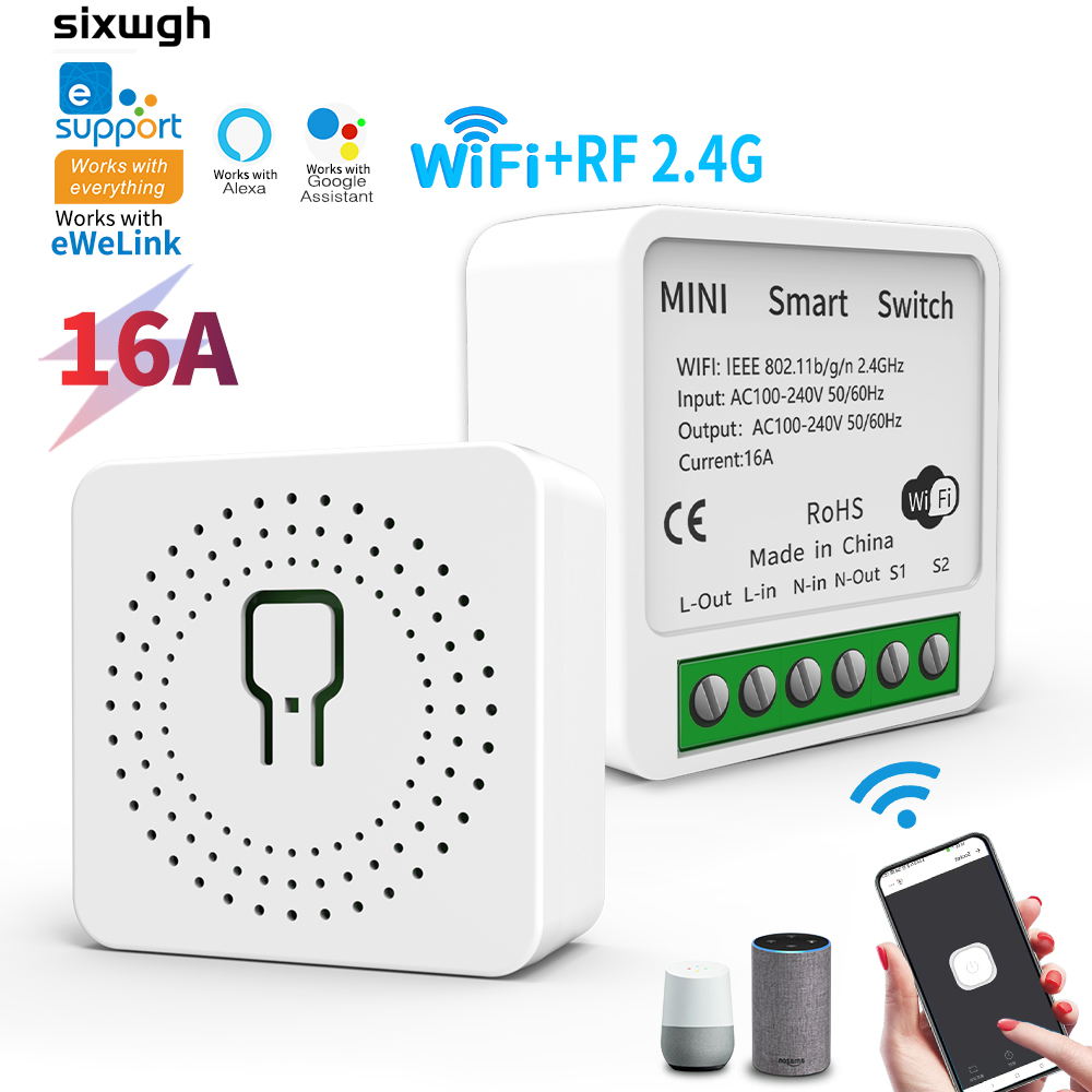Wifi Smart Small Switch Suporte Ewelink App Funciona Com Alexa Google Home Voice Control