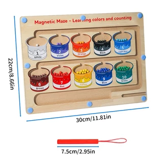 Crianças Montessori Brinquedos De Madeira Labirinto Magnético Jogo Classificação Placa Número Cor Correspondência Aprend