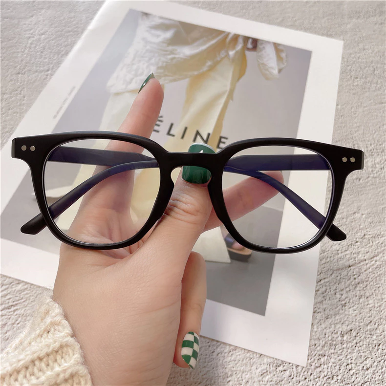 Óculos Anti-luz azul moda feminina ins óculos planos masculino quadro preto influenciador Retro rosto liso óculos da mod