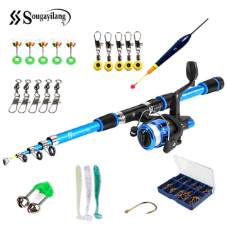 Sougayilang 1.8M Conjunto De Carretel De Vara De Pesca Joran Pancing EVA Lidar Com Fibra De Vidro Telescópica 6 Seções P