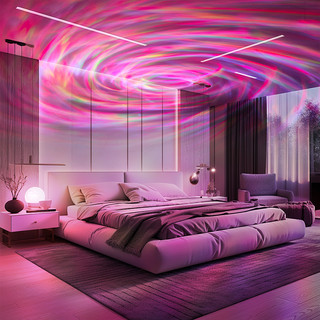 Projetor LED RGB com efeito aurora polar, sete cores, lanterna ambiente para sala ou cabeceira. — foto 3 — Achou Levou Brasil