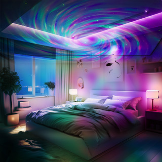 Projetor LED RGB com efeito aurora polar, sete cores, lanterna ambiente para sala ou cabeceira. — foto 4 — Achou Levou Brasil