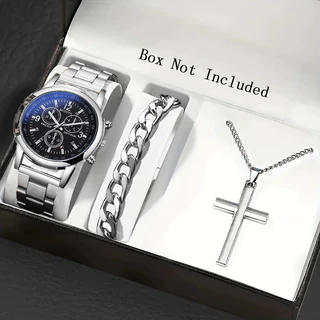 Relógio Masculino Novo Bracelete Original Conjunto De Relógios Masculinos Moda Presentes Em Aço Inoxidável