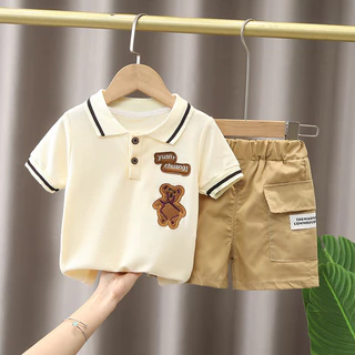 0-5 Anos De Idade Bebê Menino Conjunto Roupas Infantis Terno Verão Estilo Quente Algodão Lapela Camiseta Polo + Calças 2