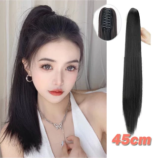 Peruca De Rabo De Cavalo Longo E Reto De 45 Cm , Cabelo Macio Sintético Para Reuniões Diárias Femininas